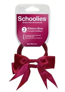Ribbon Bow Pony Holders Maroon